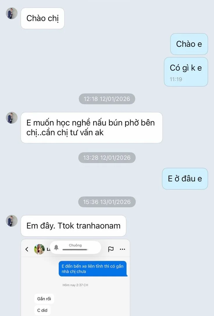 Tin nhắn của Bạn Chương trước khi học