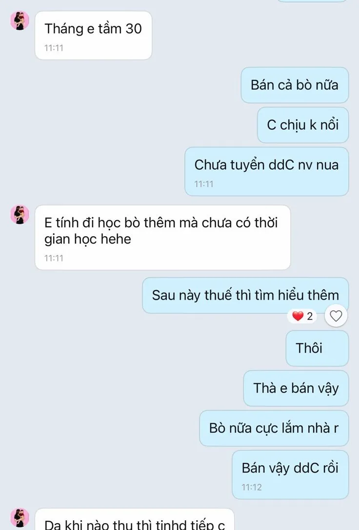 Tin nhắn của Bạn Oanh sau khi học